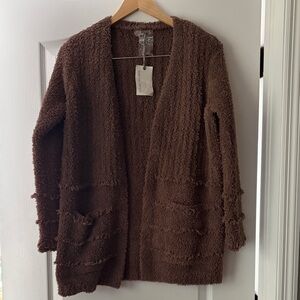 NWT Barefoot Dreams CozyChic Boardwalk Cardigan. Sable XS